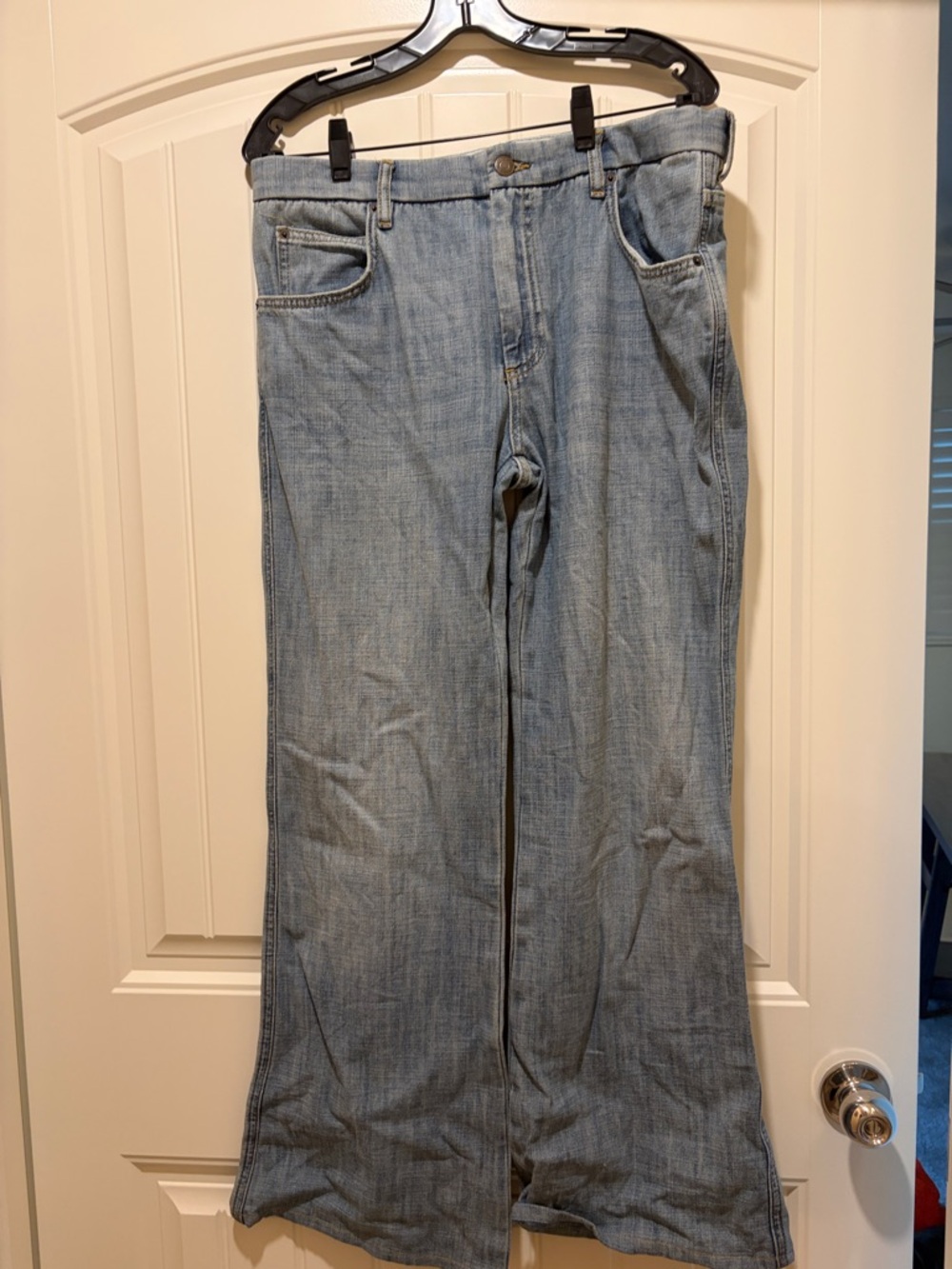 Zara Light Blue Flared Wide-Leg Jeans